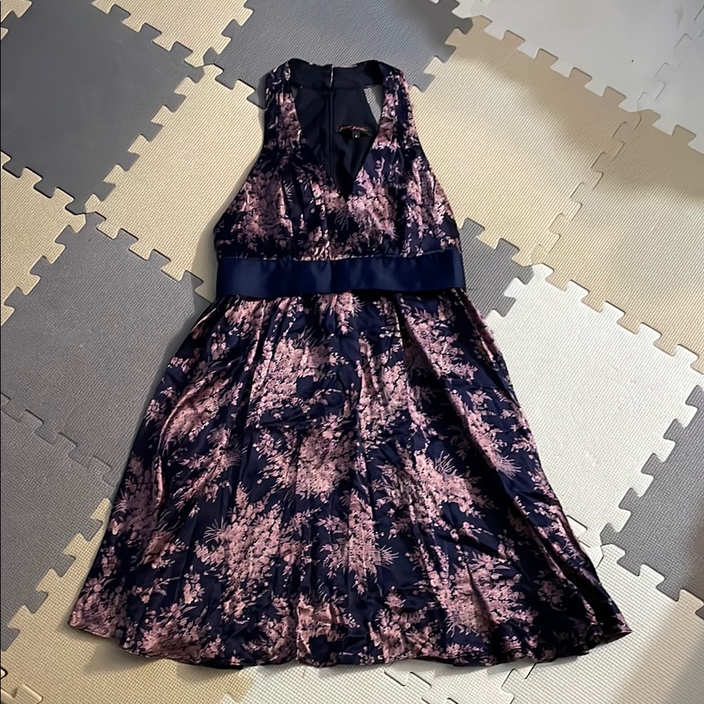 Betsey Johnson Elegant Navy and Pink Floral Dress